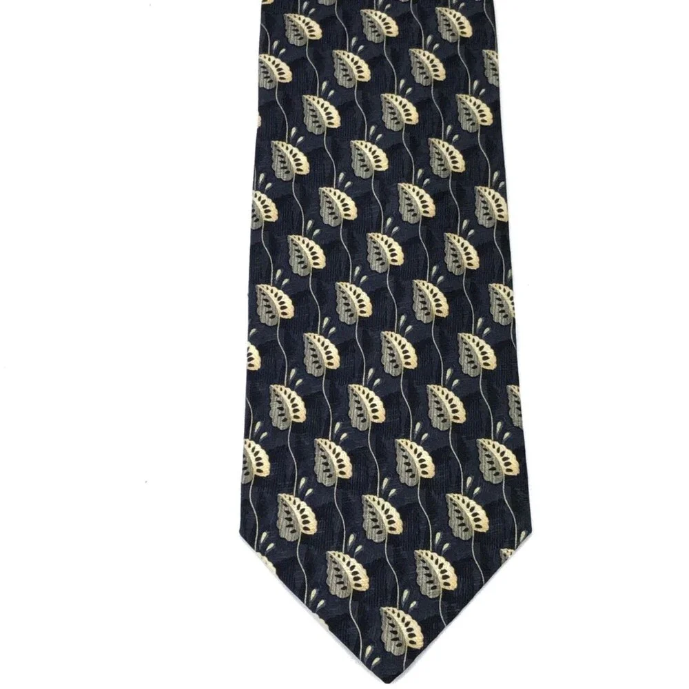 ERMENEGILDO ZEGNA Tie Leaves 🍁 Silk Elegant 👔 Necktie 100% Silk Made In Italy